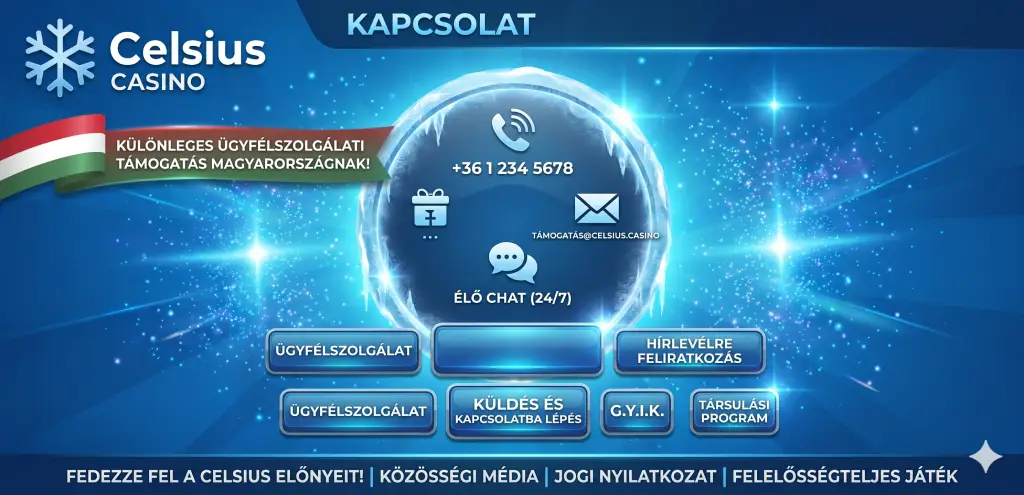 Celsius casino kapcsolat és támogatás magyar játékosoknak